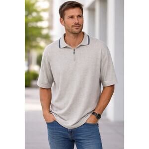 Vintage Billabong Polo Shirt Mens L/XL Beige Quarter Zip Surf Skate Casual Tee